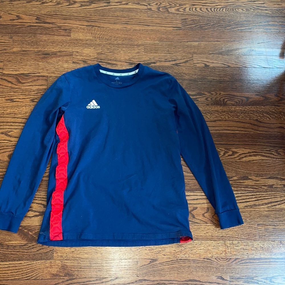 Men adidas fitted blue large shirt .